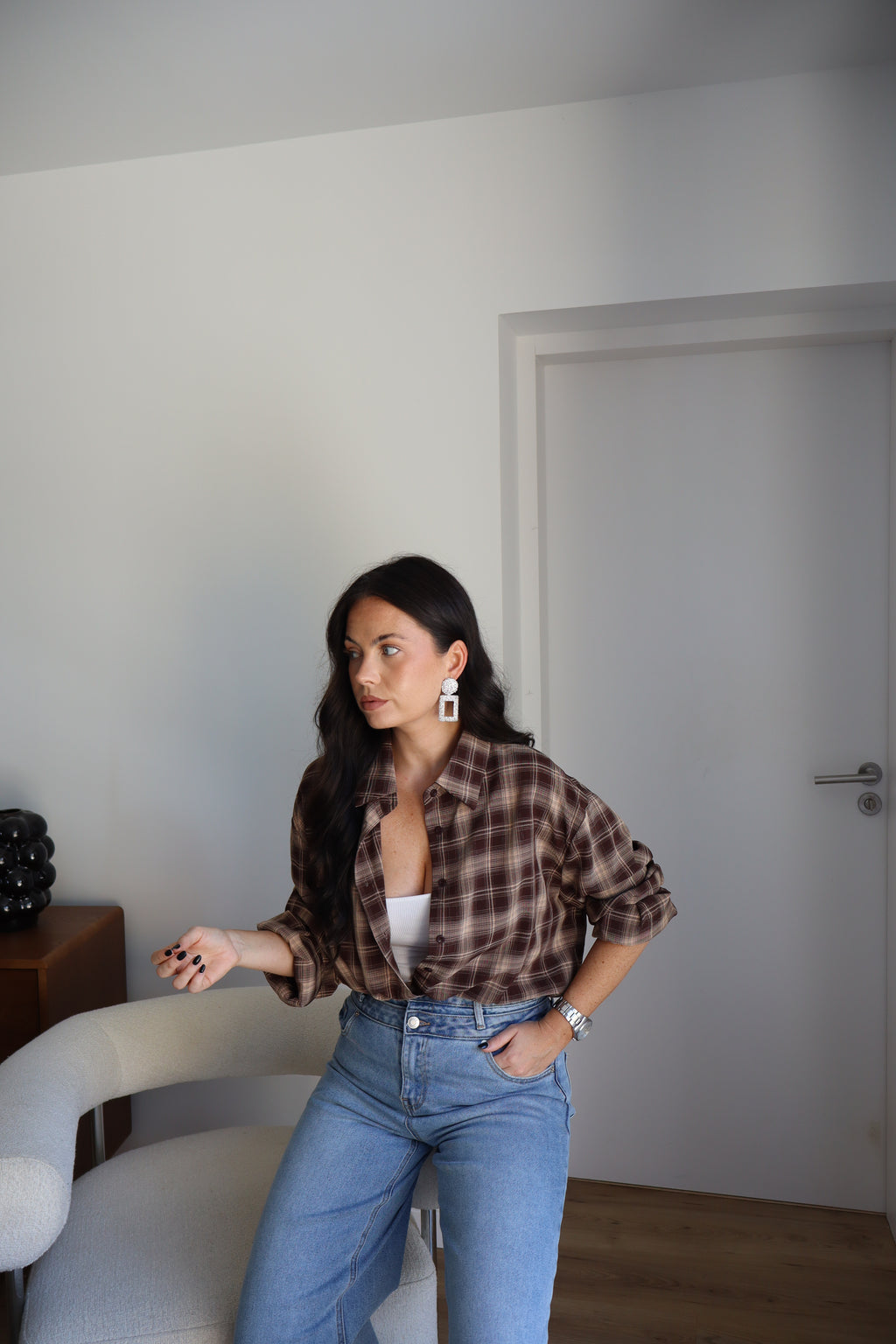 CHEMISE CARREAUX LANA MARRON