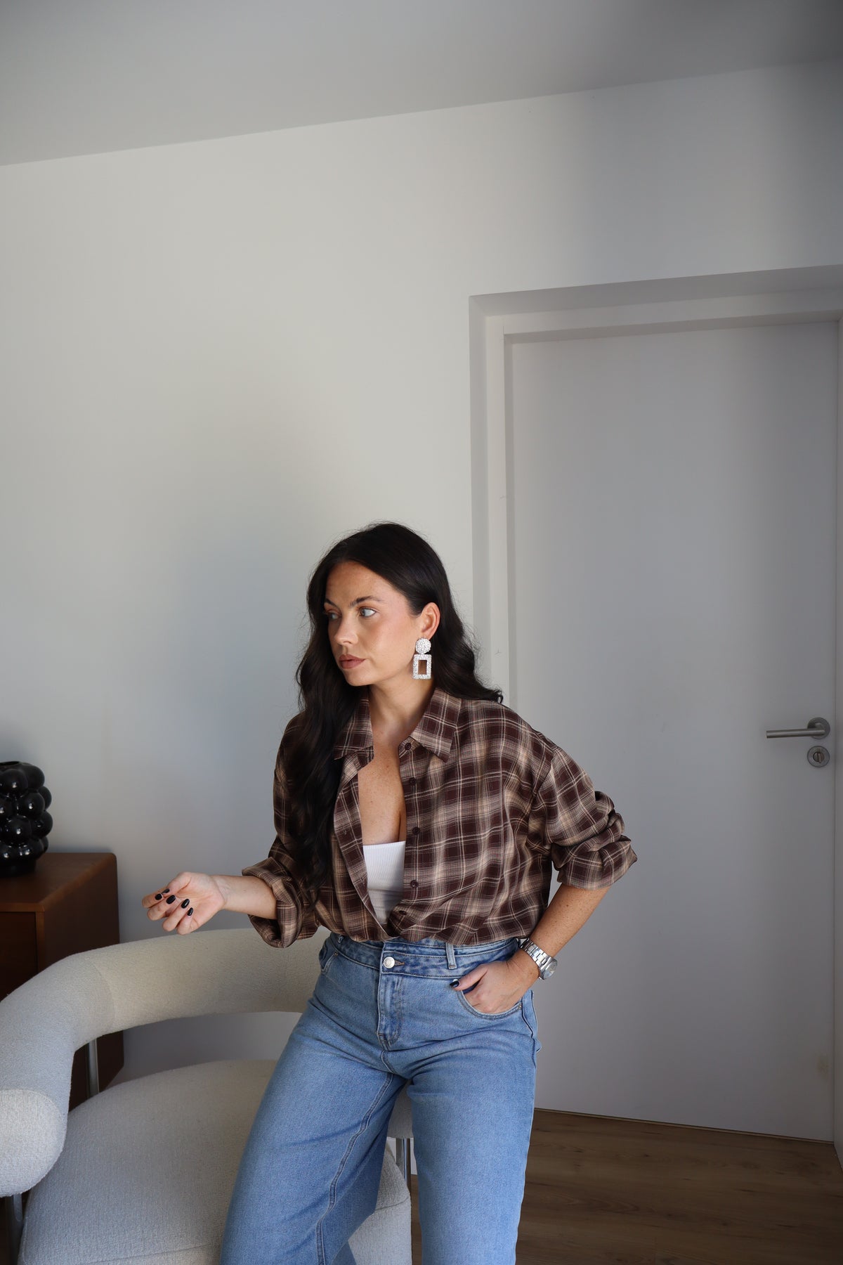 CHEMISE CARREAUX LANA MARRON