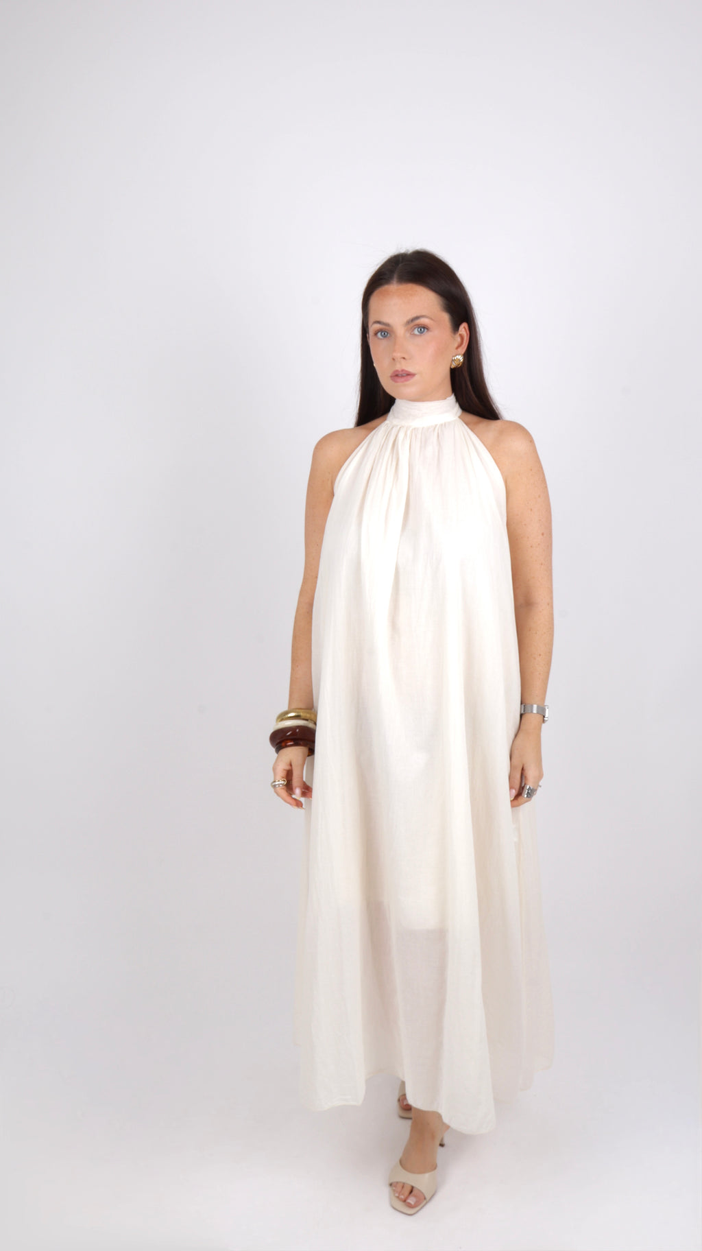 ROBE COL MONTANT LOUISE BEIGE