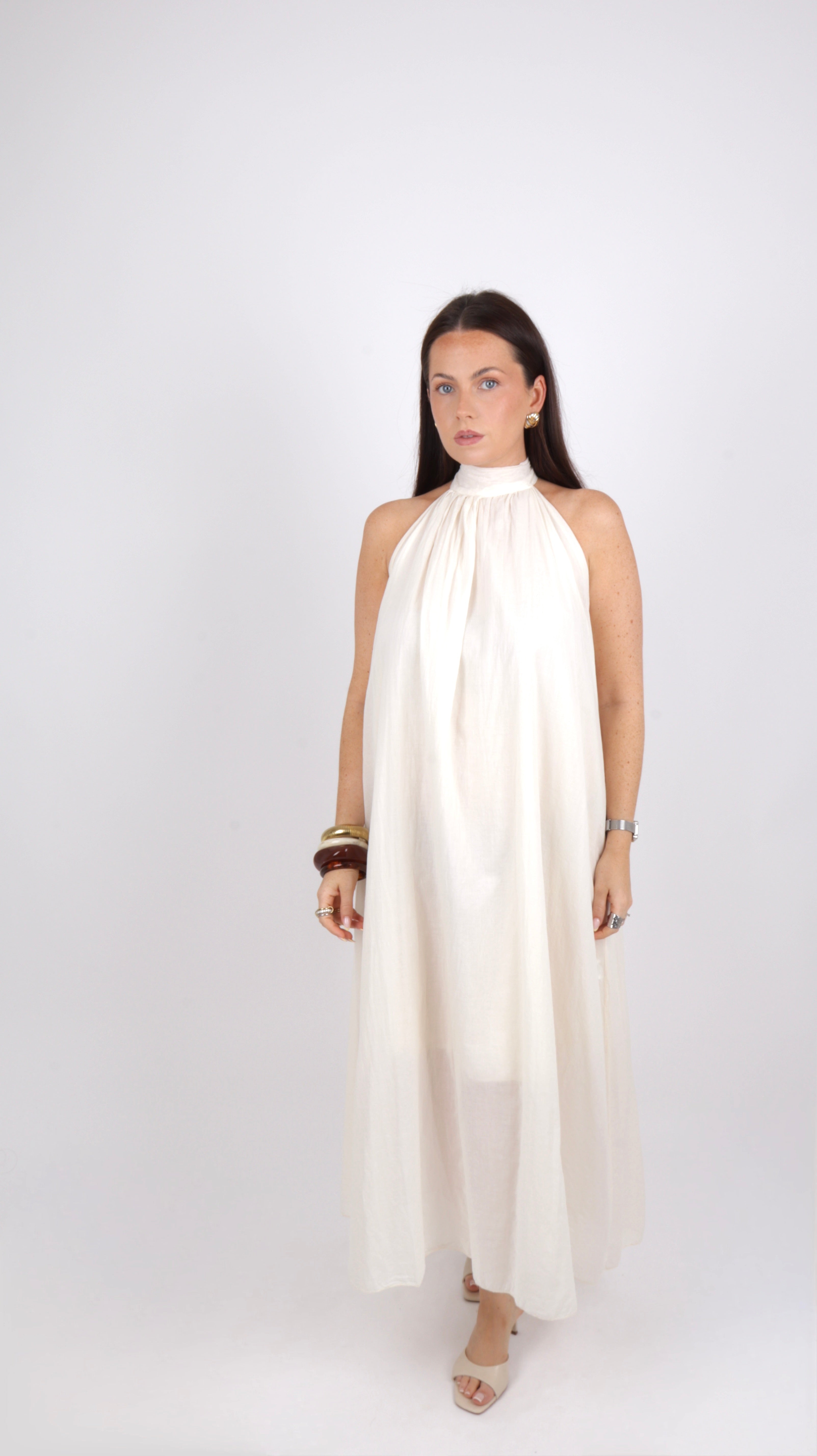 ROBE COL MONTANT LOUISE BEIGE