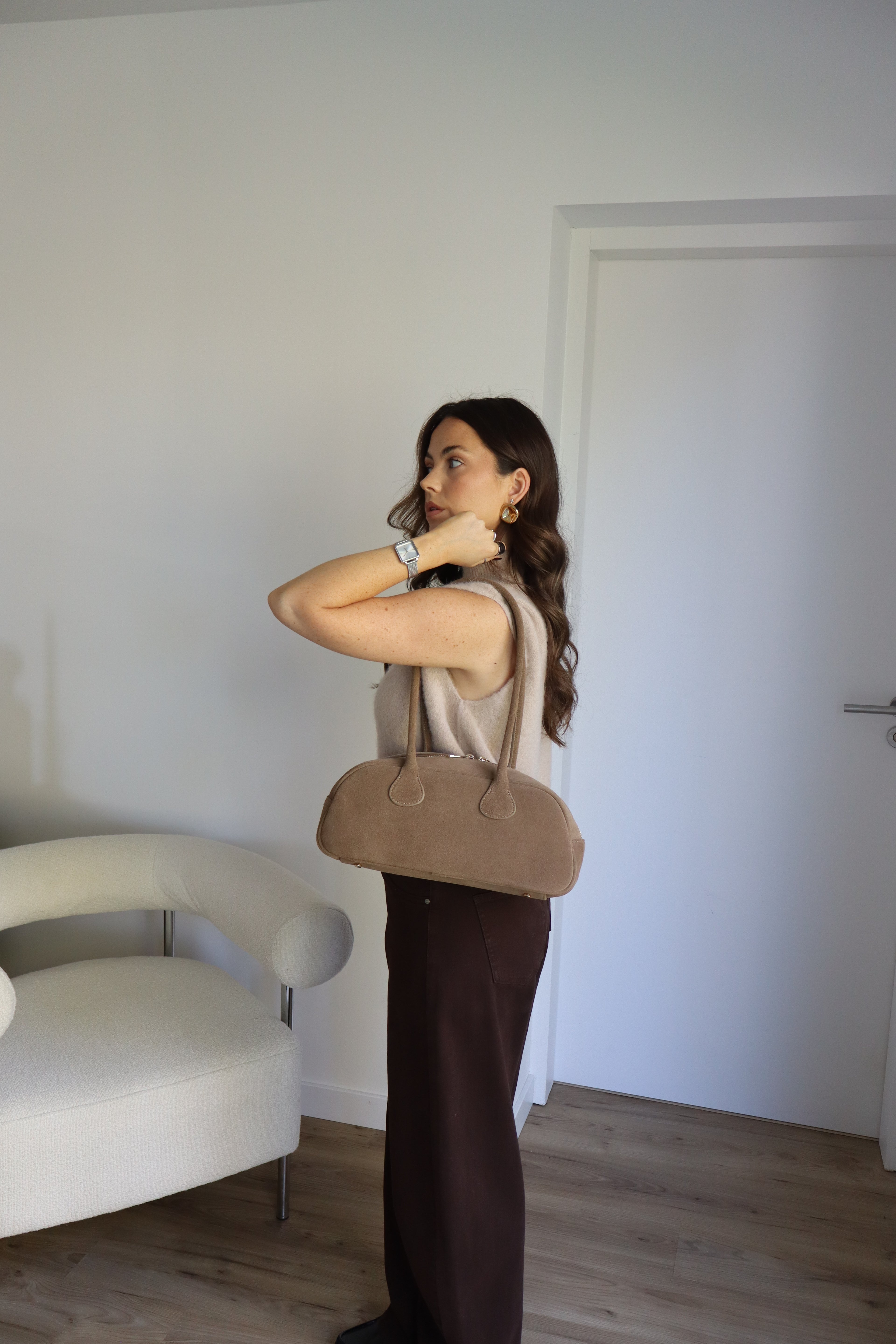 SAC BOWLING CUIR TAUPE