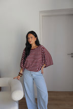 T-SHIRT EMY BLANC/BORDEAUX