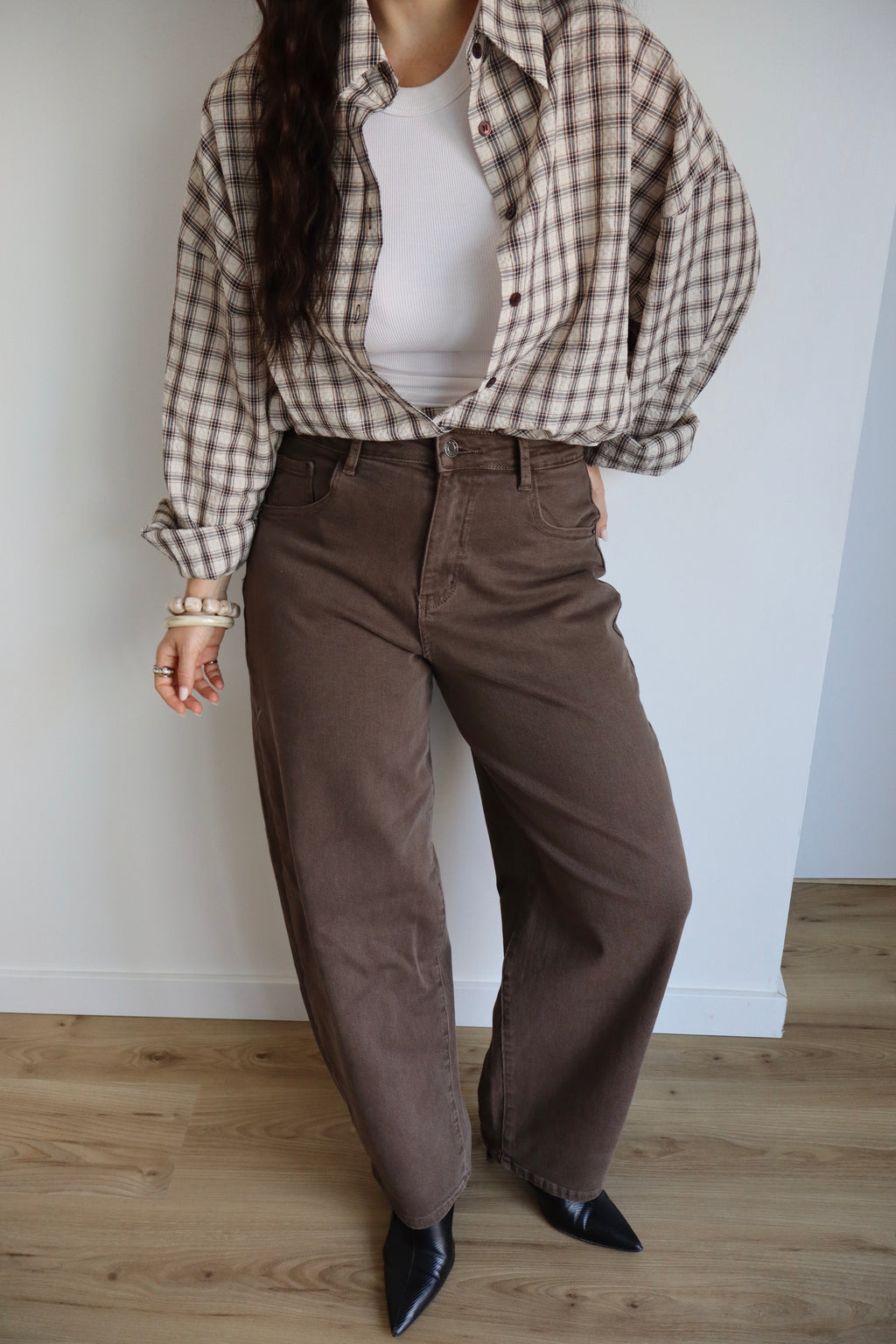 CHEMISE CARREAUX LOLY ECRU