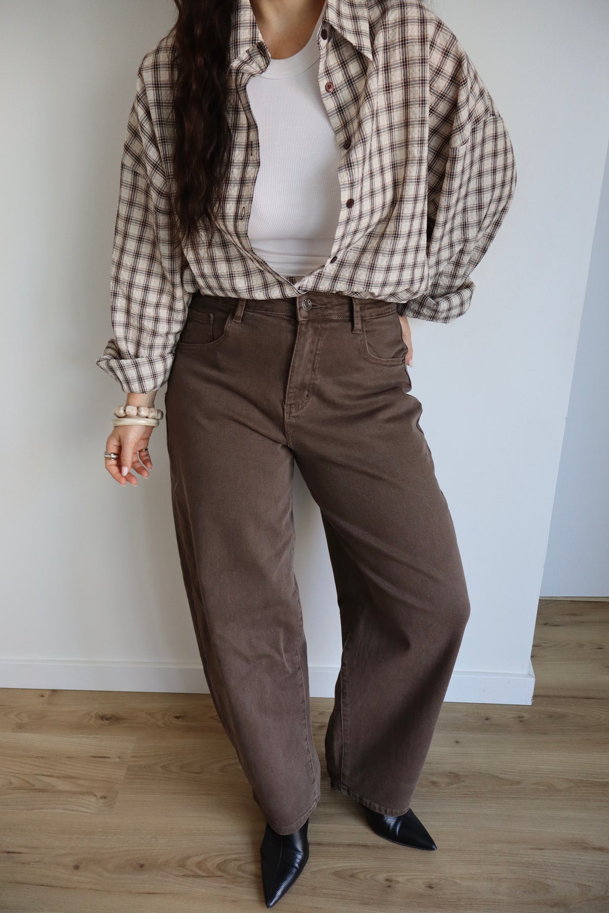 CHEMISE CARREAUX LOLY ECRU