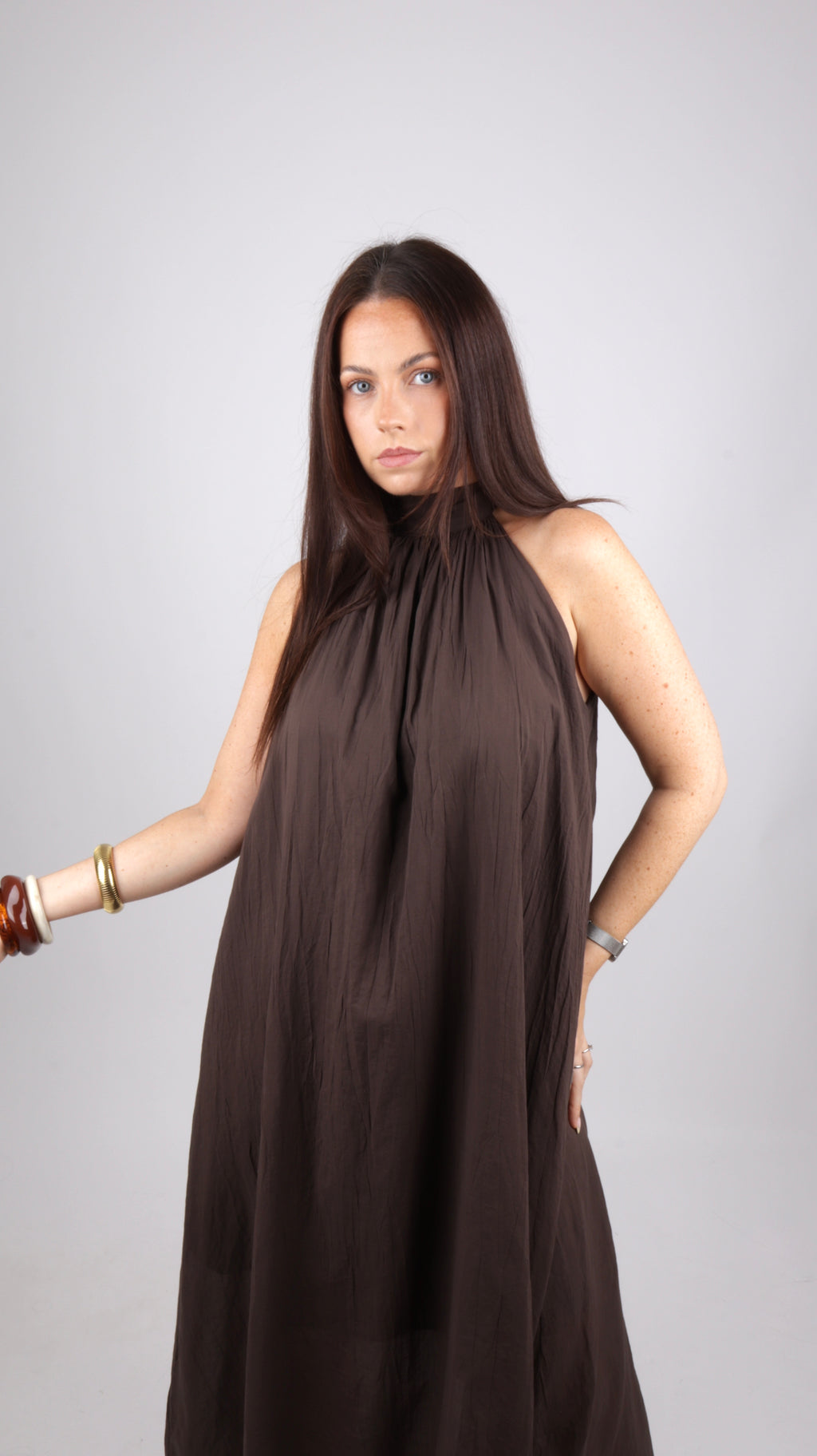 PRÉCOMMANDE - ROBE COL MONTANT LOUISE CHOCO