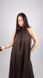 PRÉCOMMANDE - ROBE COL MONTANT LOUISE CHOCO