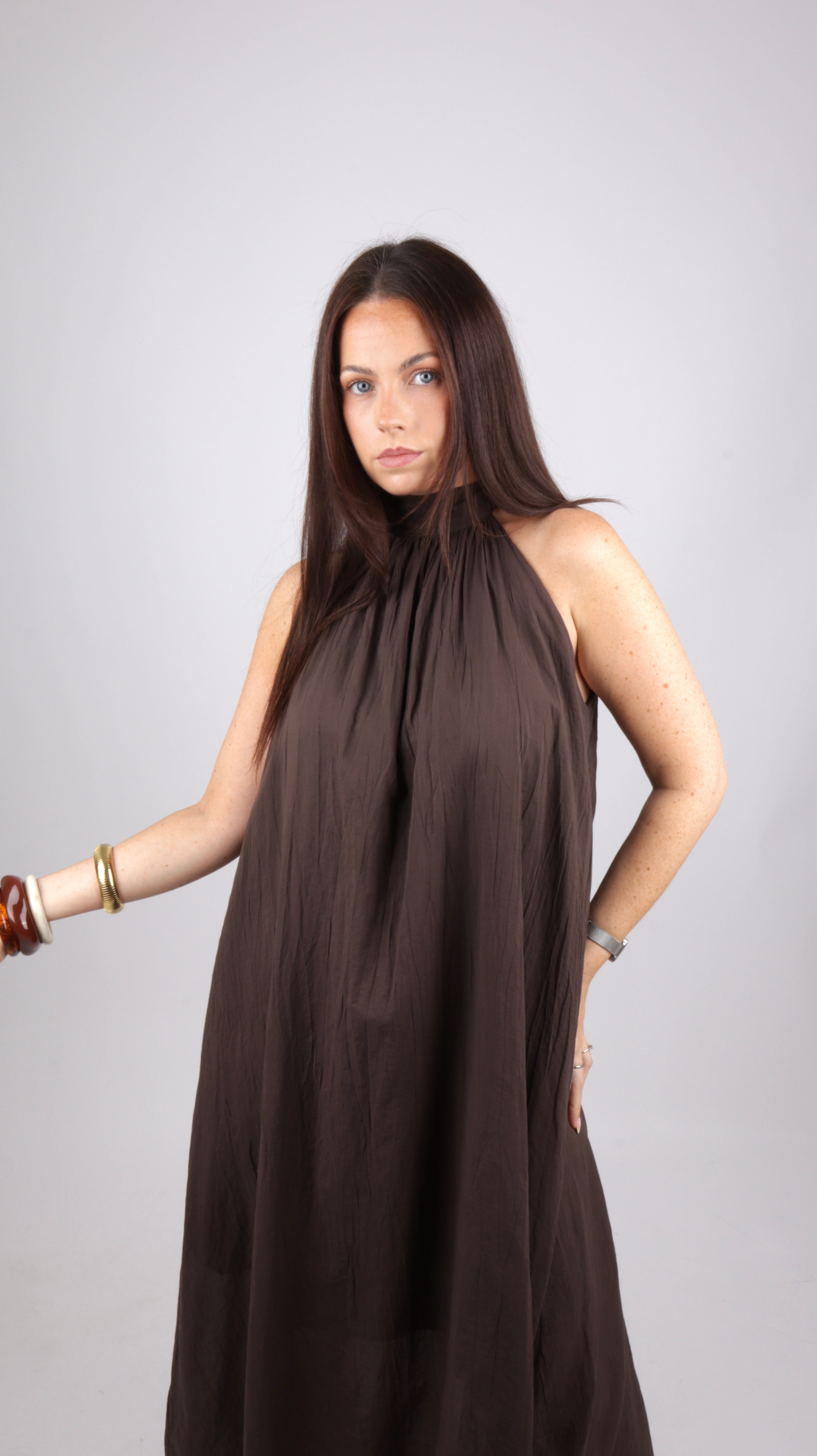 PRÉCOMMANDE - ROBE COL MONTANT LOUISE CHOCO