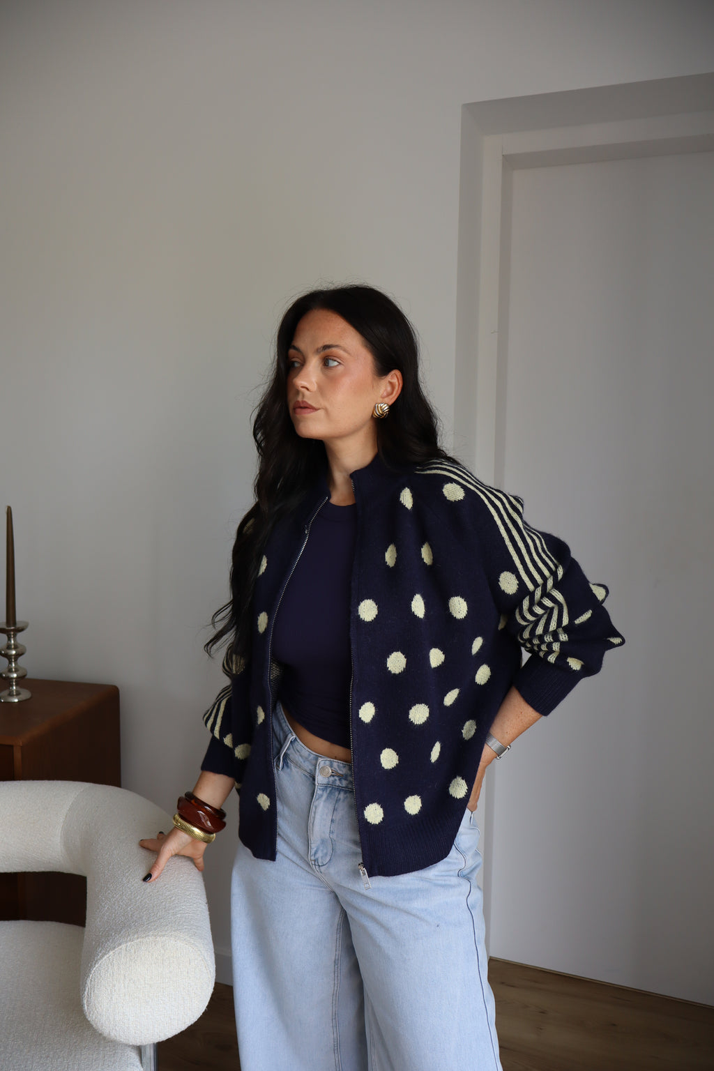 GILET POIS LUCIA MARINE