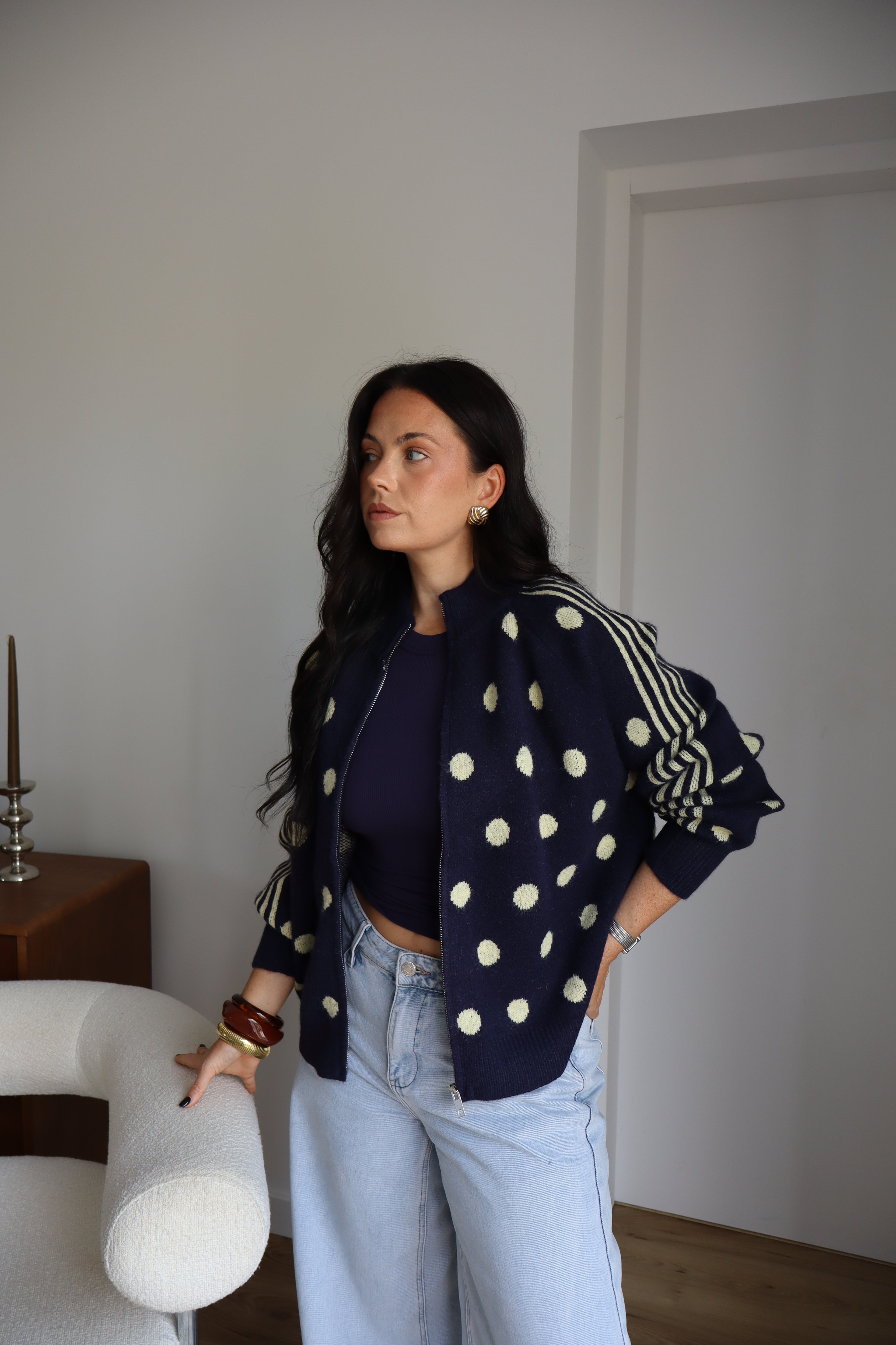 GILET POIS LUCIA MARINE