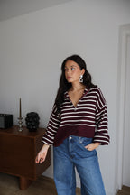 PULL MARINIÈRE ZIPPÉ LEVY BORDEAUX