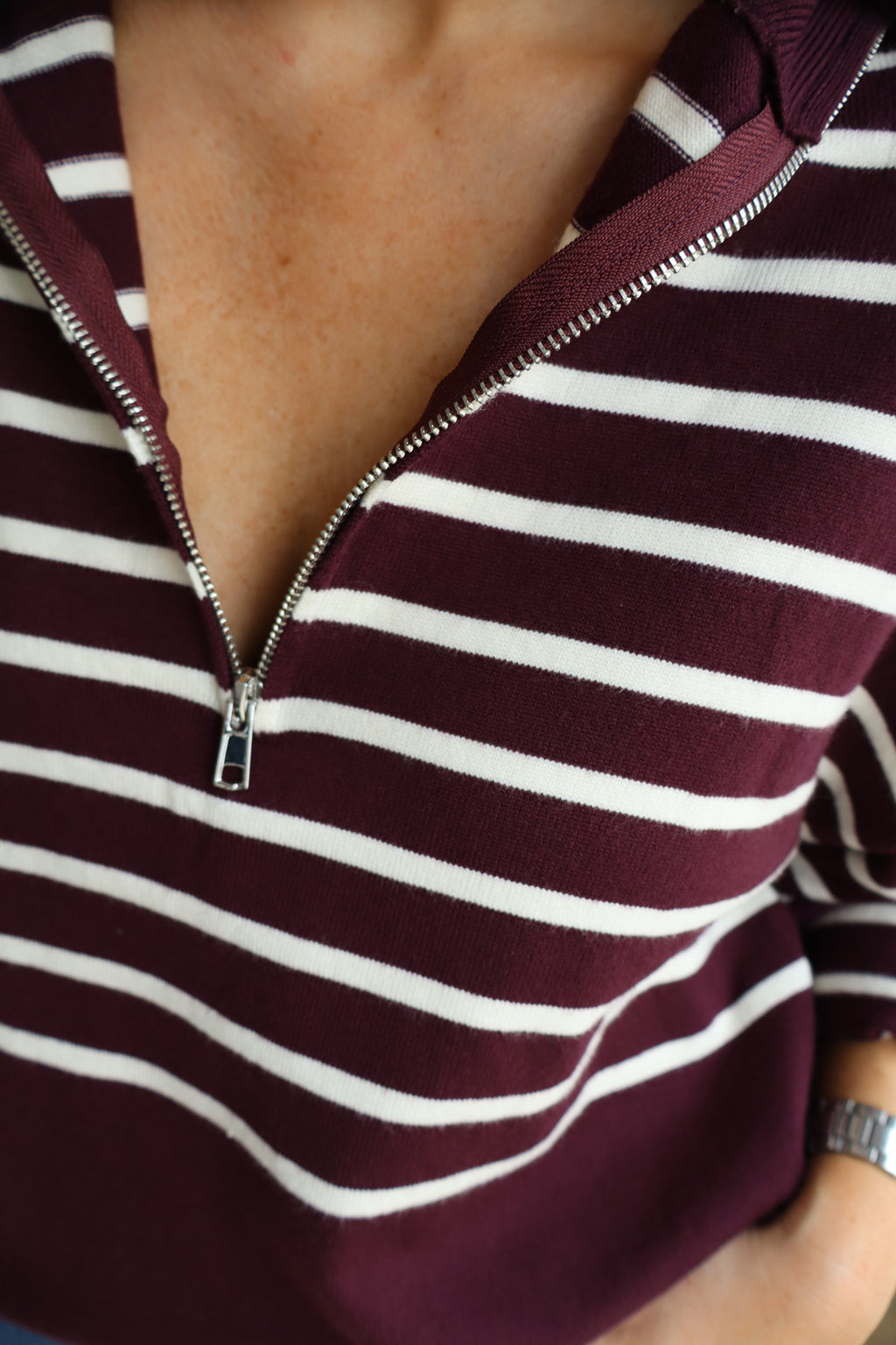 PULL MARINIÈRE ZIPPÉ LEVY BORDEAUX
