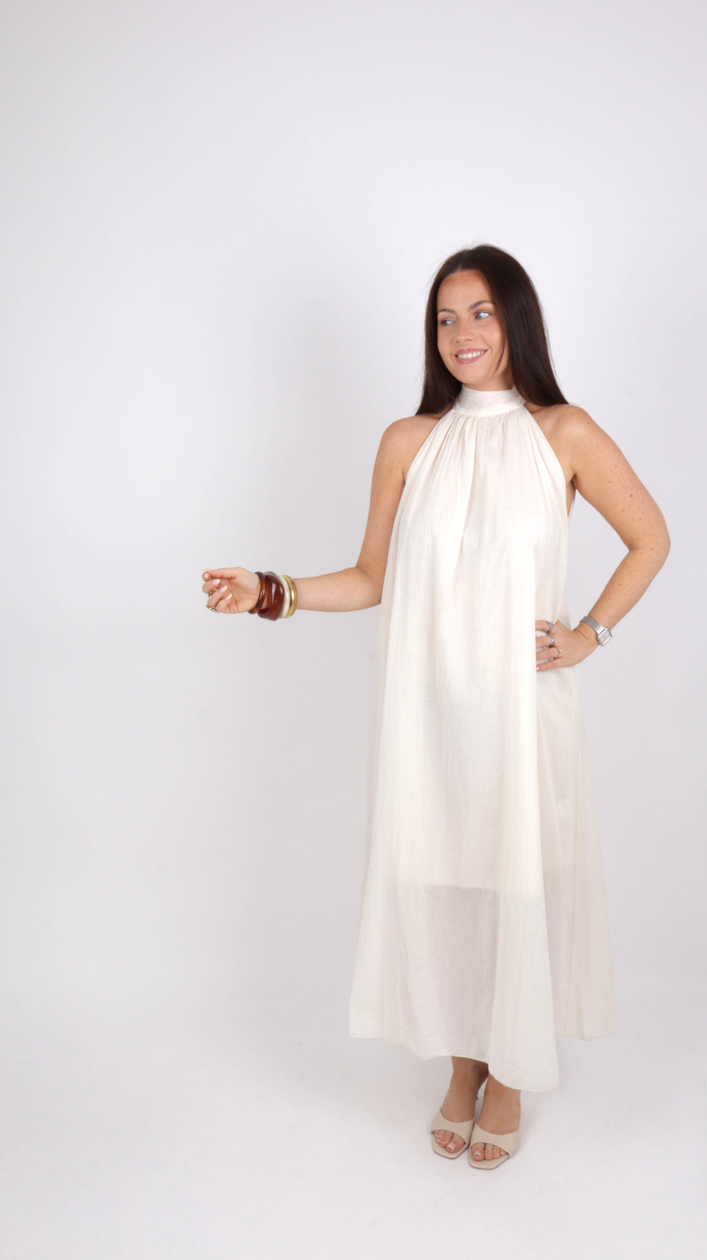 ROBE COL MONTANT LOUISE BEIGE