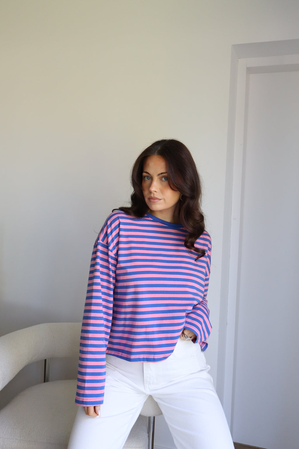 TOP RAYÉ CAMILLE ROSE ET BLEU