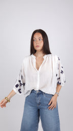 CHEMISE FLEURS TANIA BLANCHE