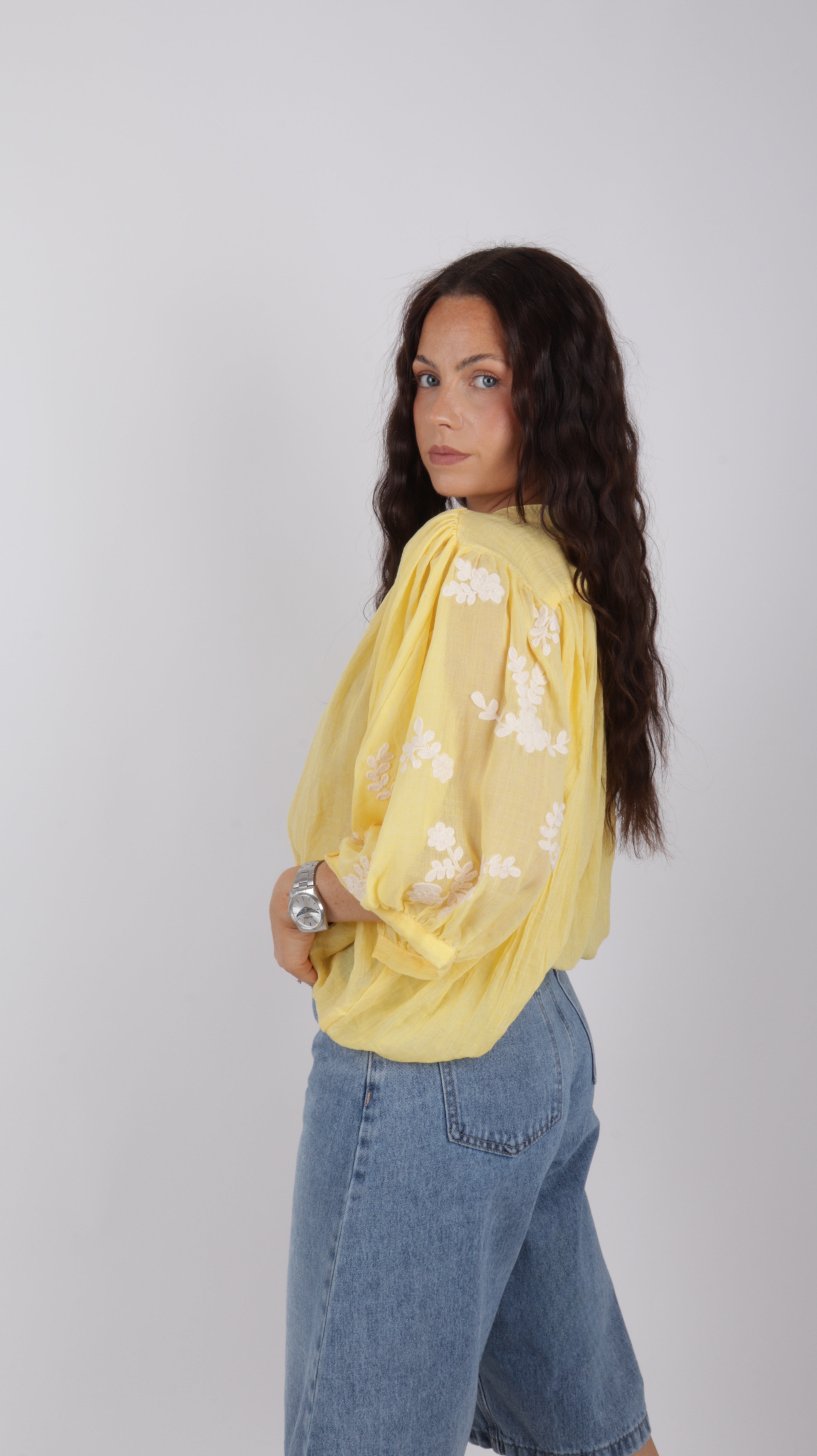 CHEMISE FLEURS TANIA JAUNE