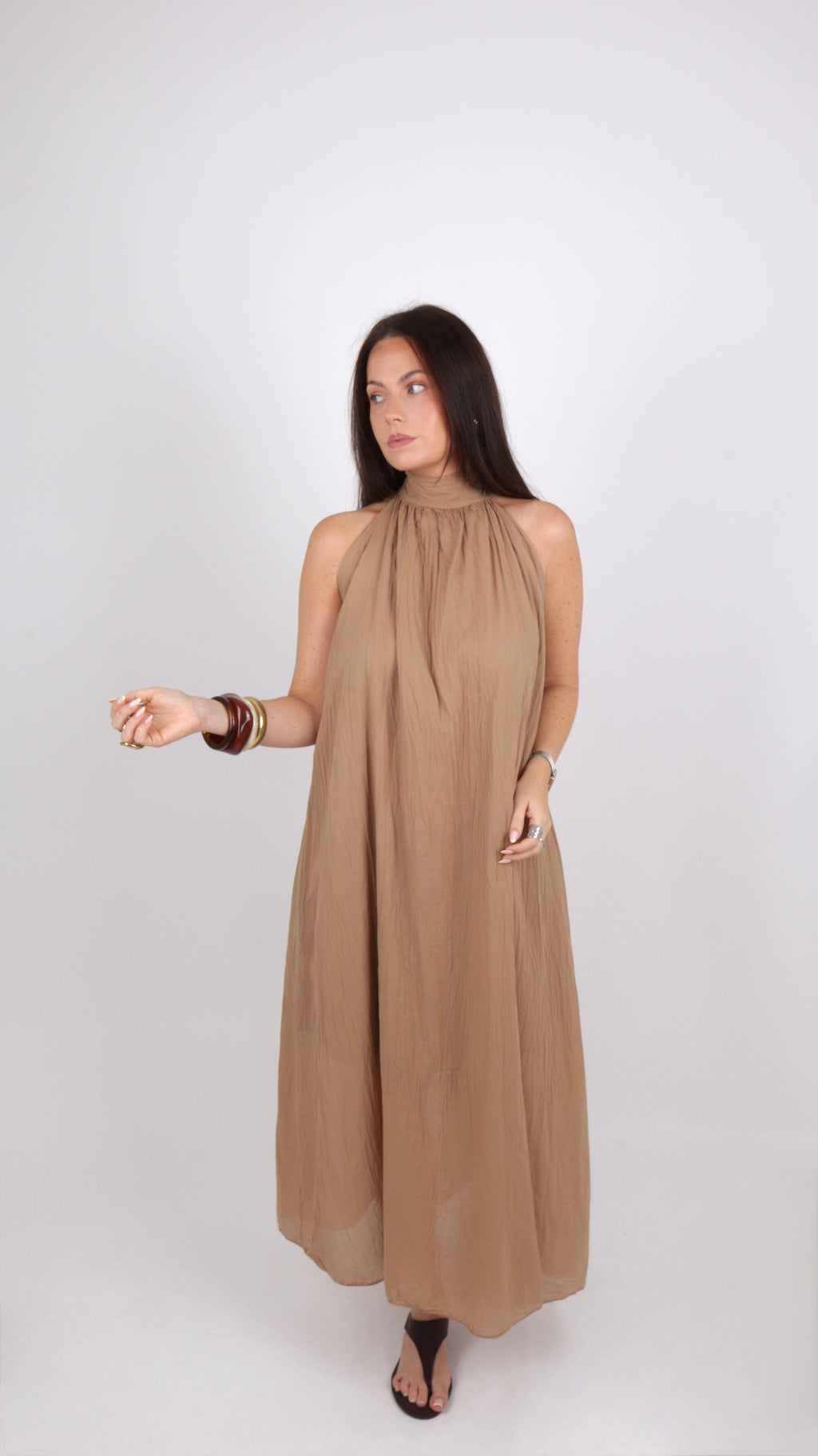 PRÉCOMMANDE - ROBE COL MONTANT LOUISE CAMEL