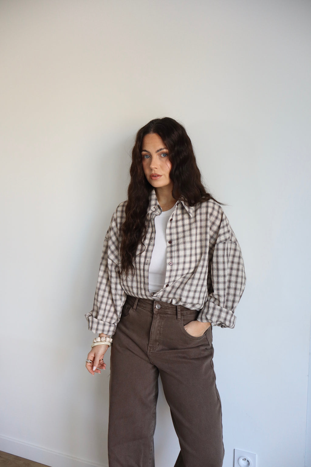 CHEMISE CARREAUX LOLY ECRU