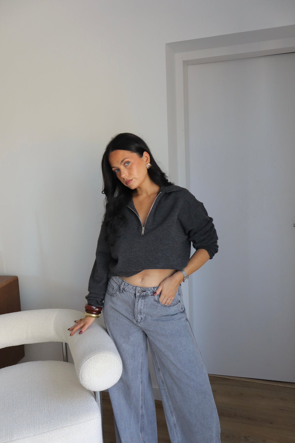 PULL ZIPPÉ GAB GRIS