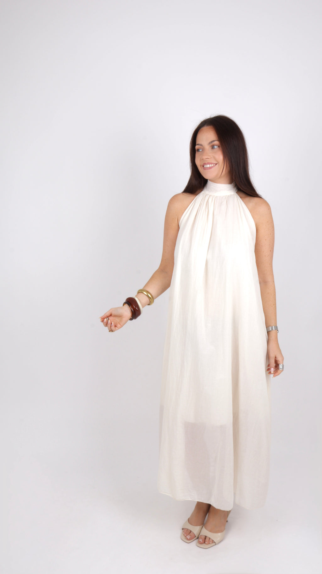 ROBE COL MONTANT LOUISE BEIGE