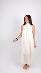 ROBE COL MONTANT LOUISE BEIGE