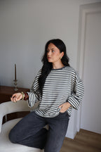 TOP RAYÉ GISÈLE ECRU/GRIS