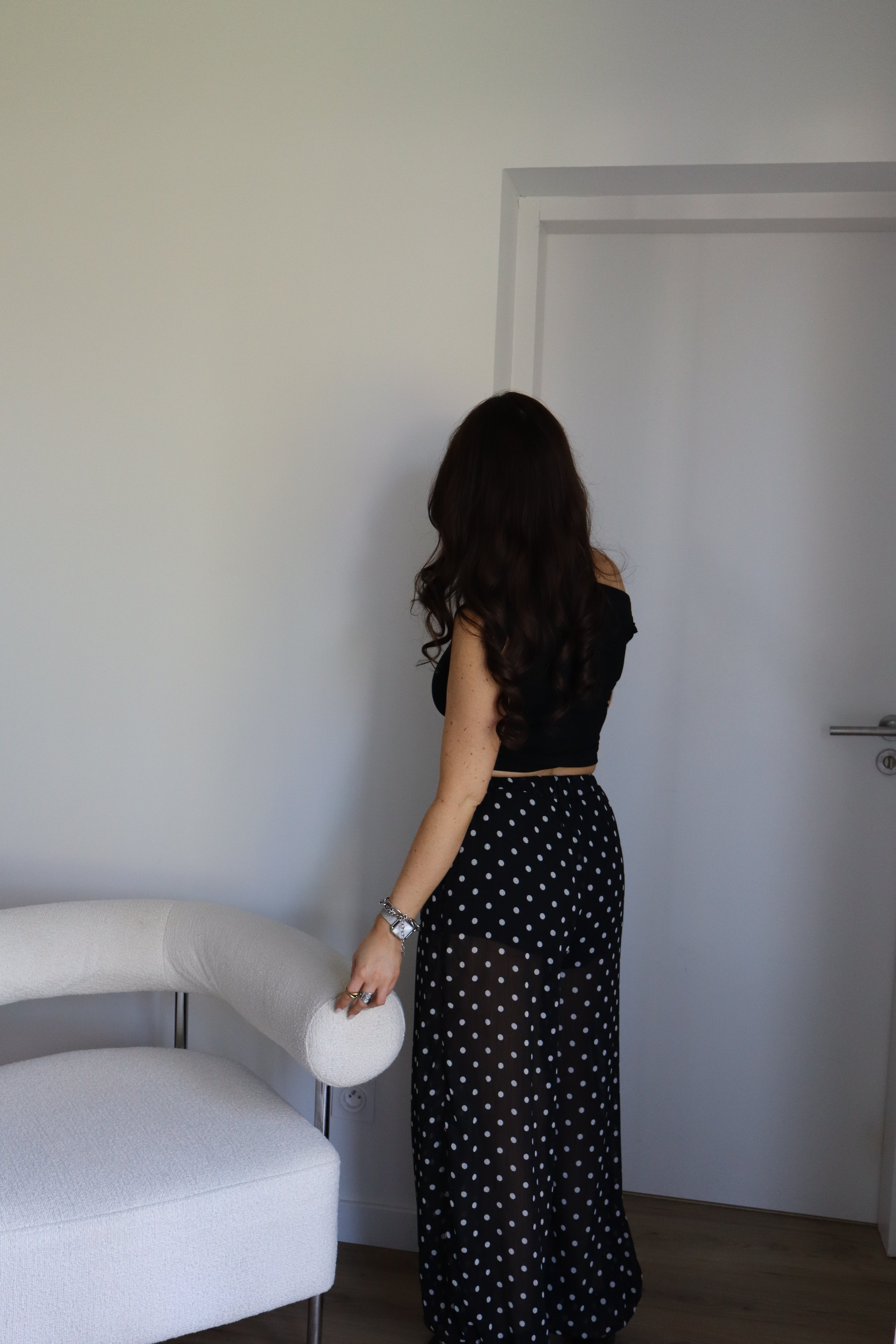 PANTALON À POIS ELENA NOIR