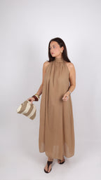 PRÉCOMMANDE - ROBE COL MONTANT LOUISE CAMEL