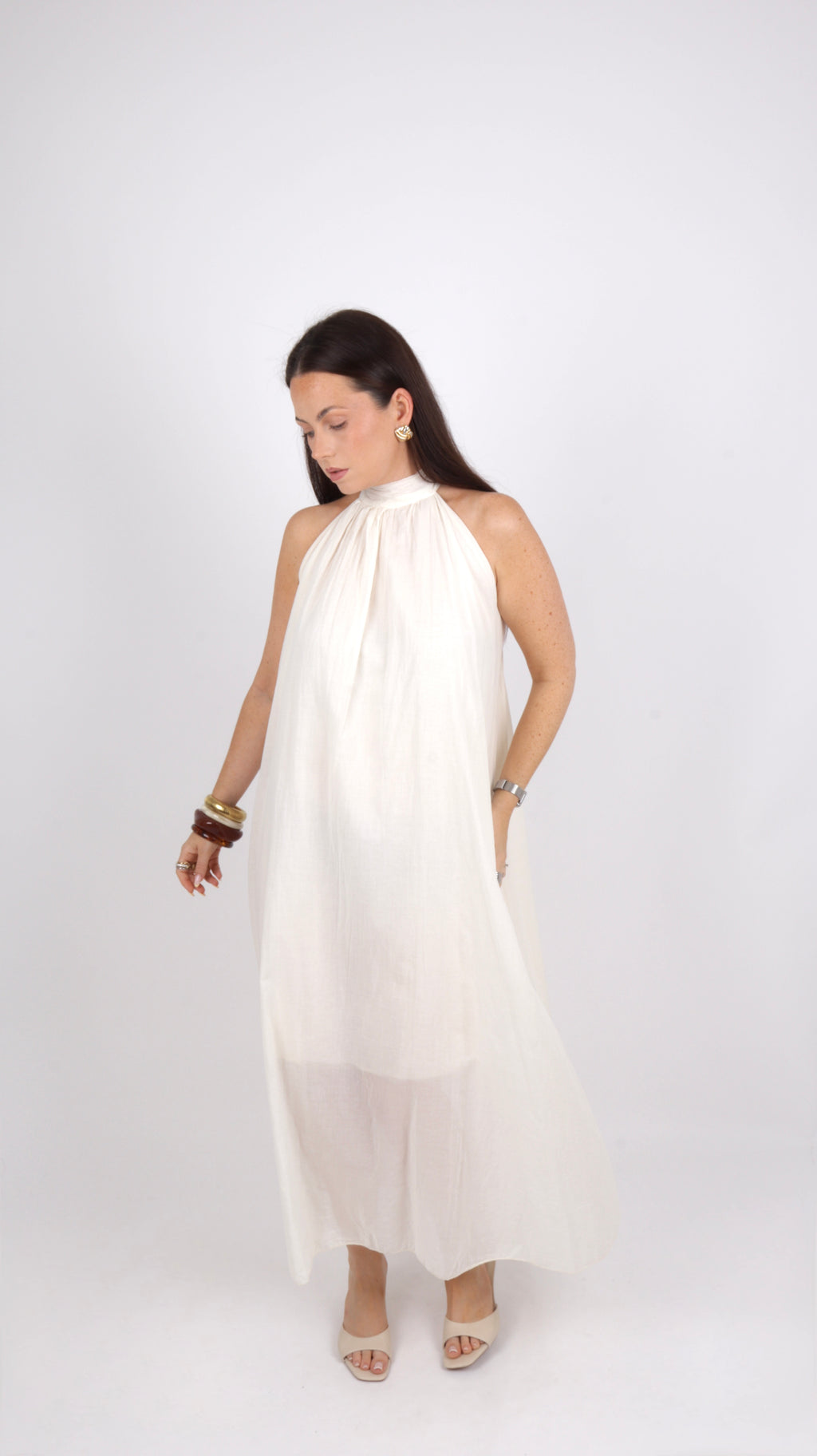 ROBE COL MONTANT LOUISE BEIGE