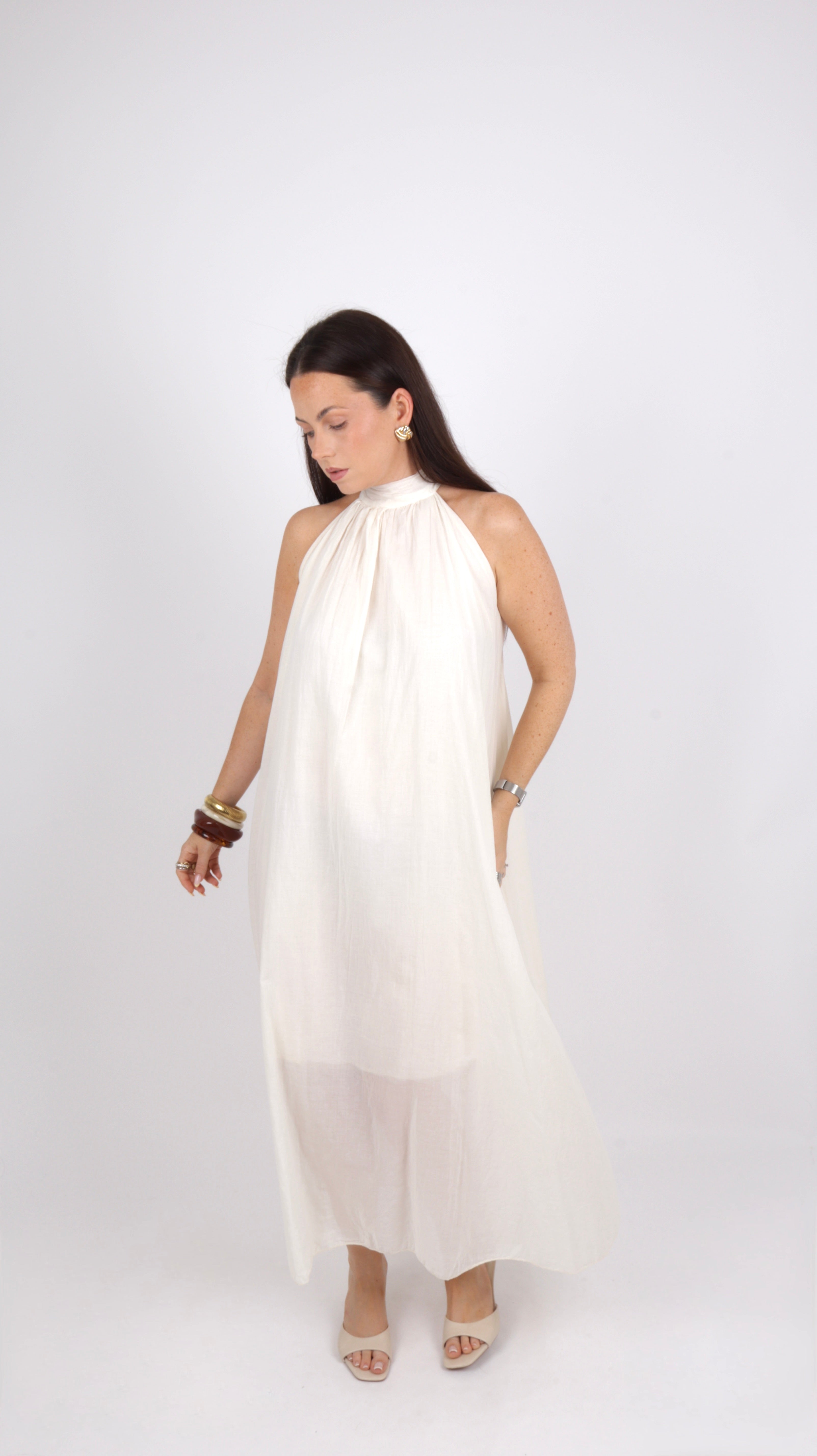 ROBE COL MONTANT LOUISE BEIGE