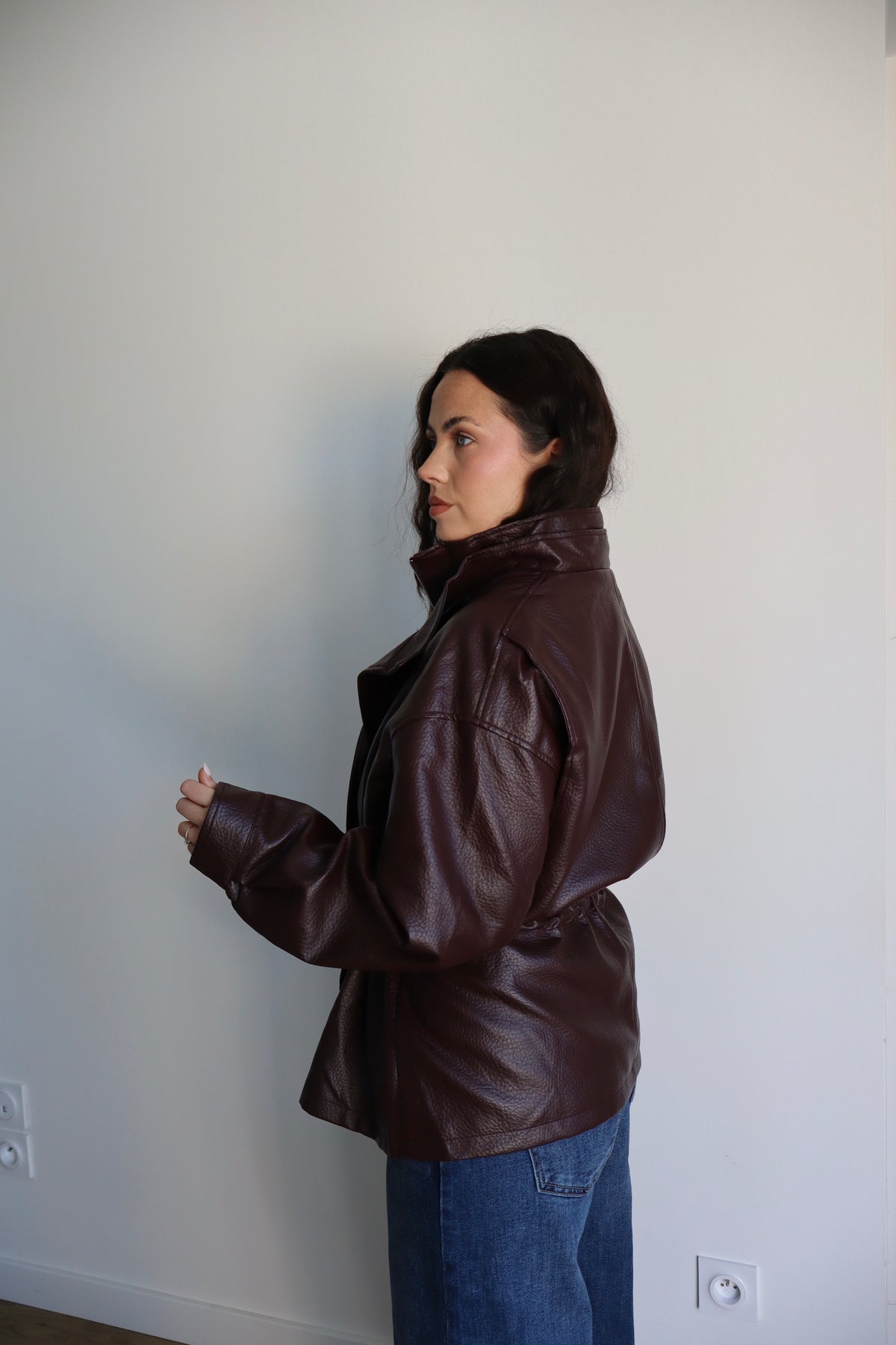 VESTE SIMILI LOUNA BORDEAUX
