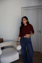 TOP MANCHES LONGUES ANNA AUBERGINE