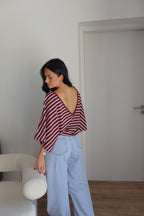 T-SHIRT EMY BLANC/BORDEAUX
