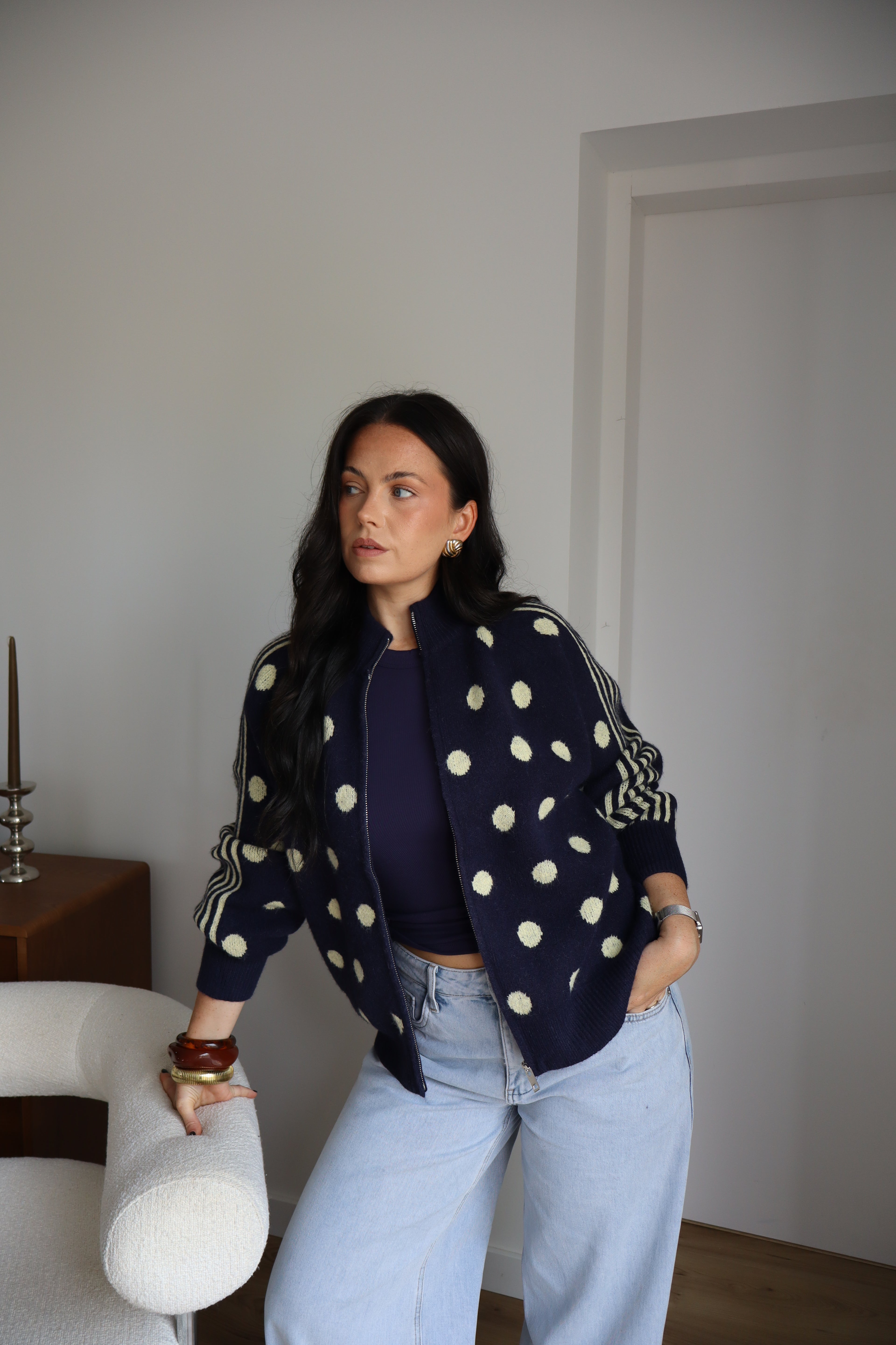 GILET POIS LUCIA MARINE