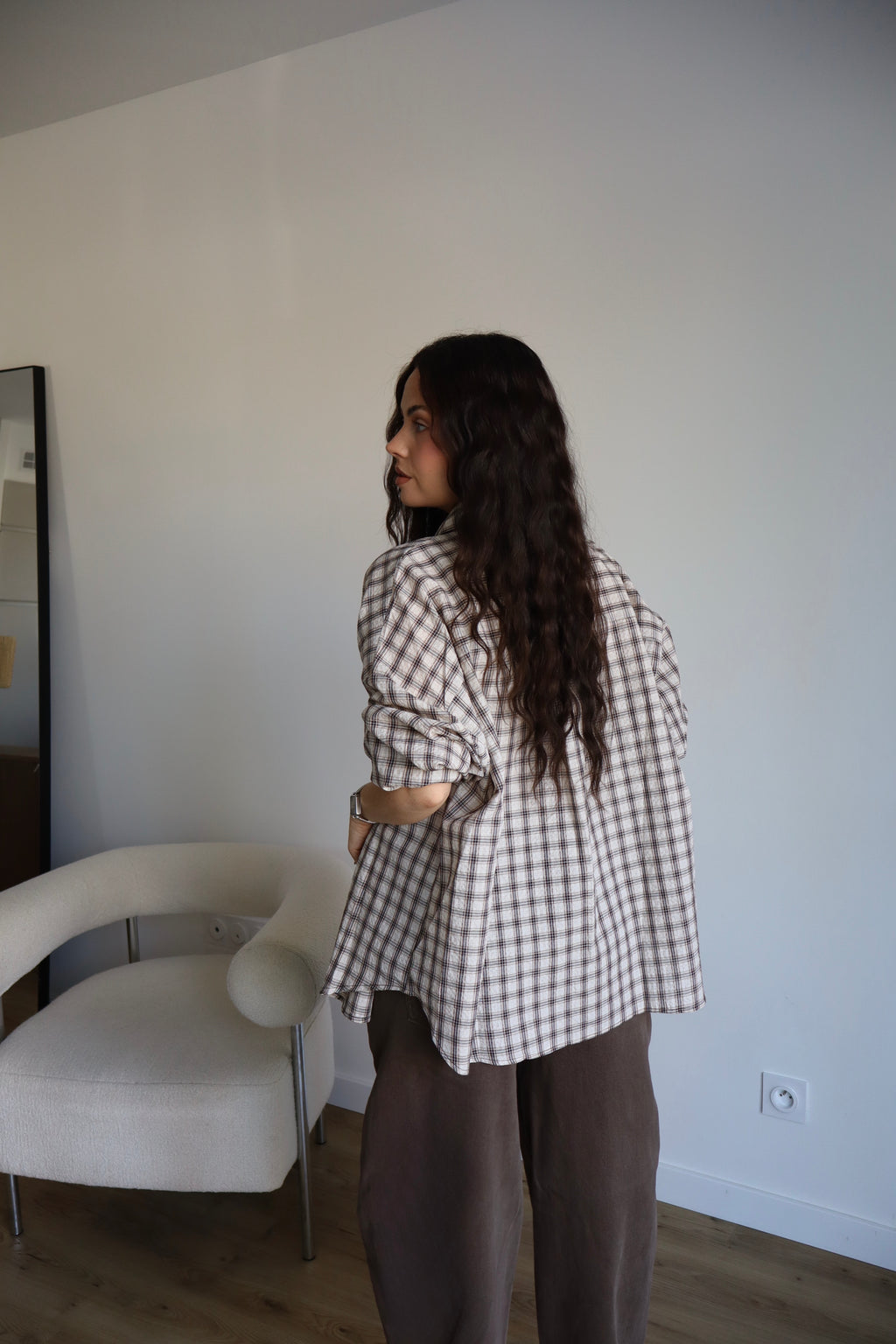 CHEMISE CARREAUX LOLY ECRU