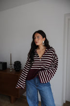 PULL MARINIÈRE ZIPPÉ LEVY BORDEAUX