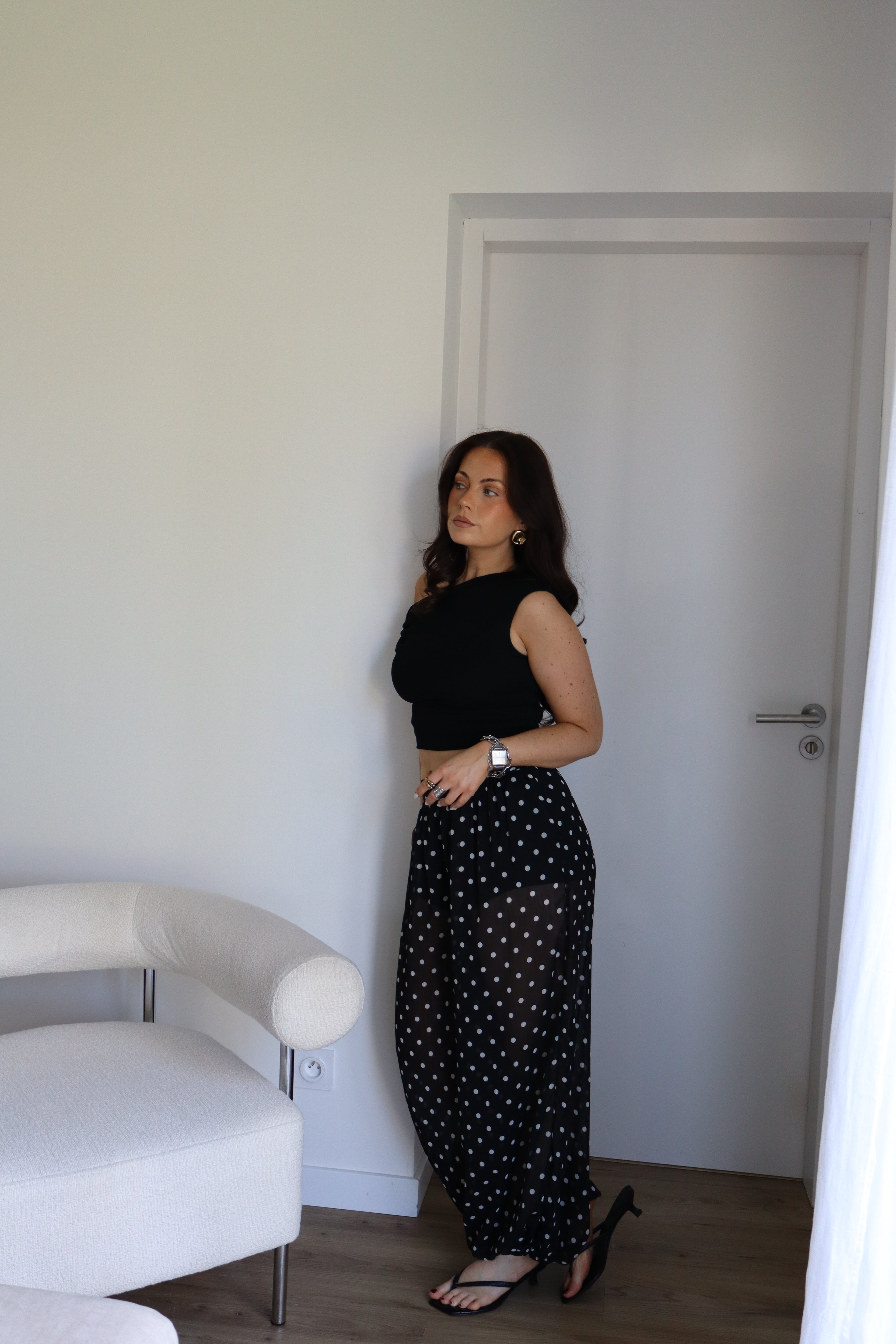 PANTALON À POIS ELENA NOIR