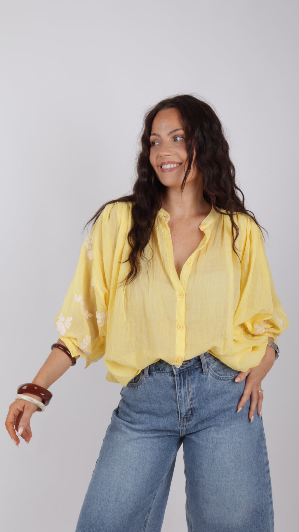 CHEMISE FLEURS TANIA JAUNE