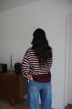 PULL MARINIÈRE ZIPPÉ LEVY BORDEAUX