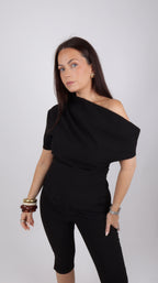 TOP ASYMÉTRIQUE CÉLINE NOIR
