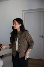 VESTE SUEDE FAUSTINE TAUPE