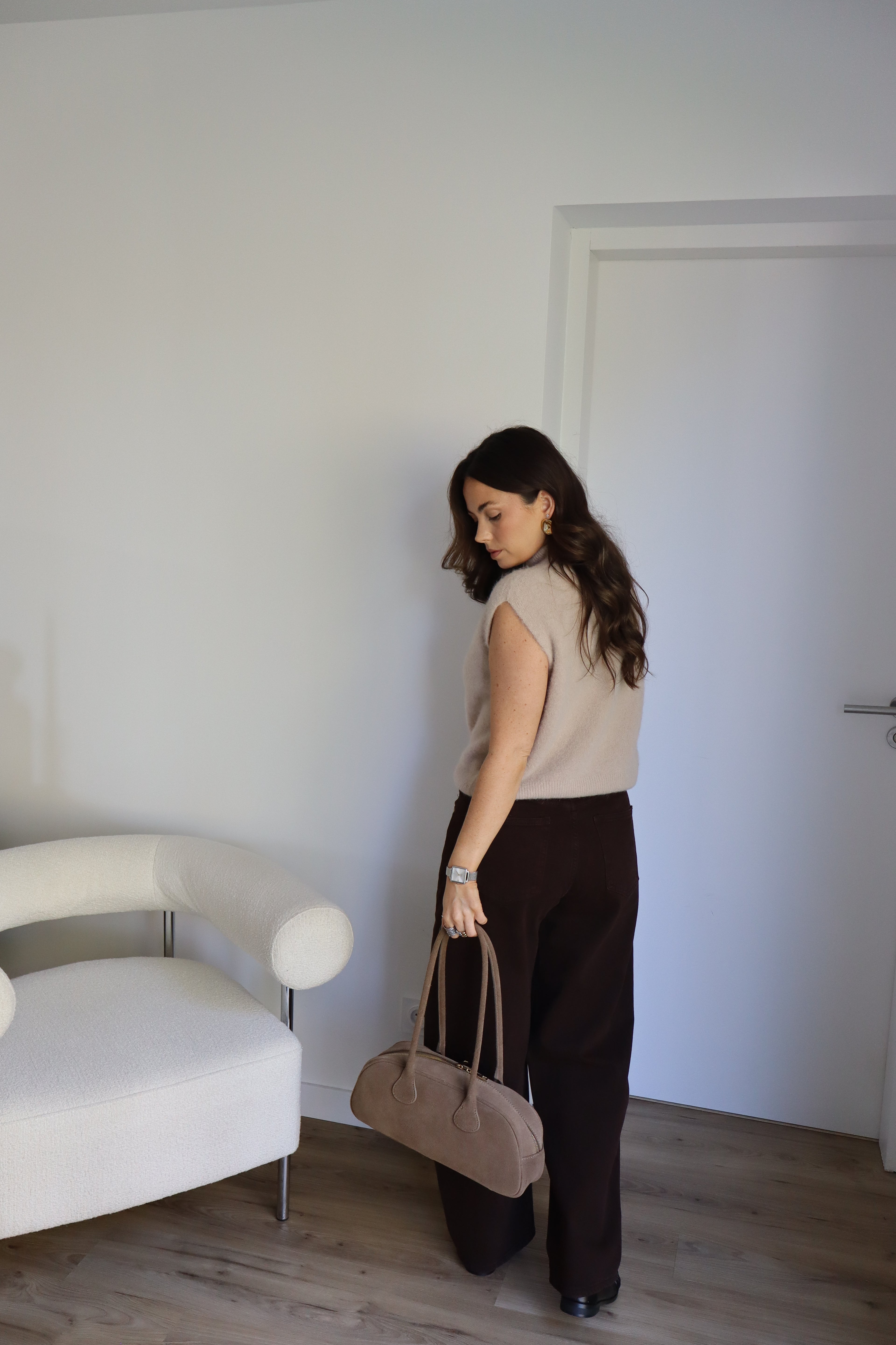 SAC BOWLING CUIR TAUPE