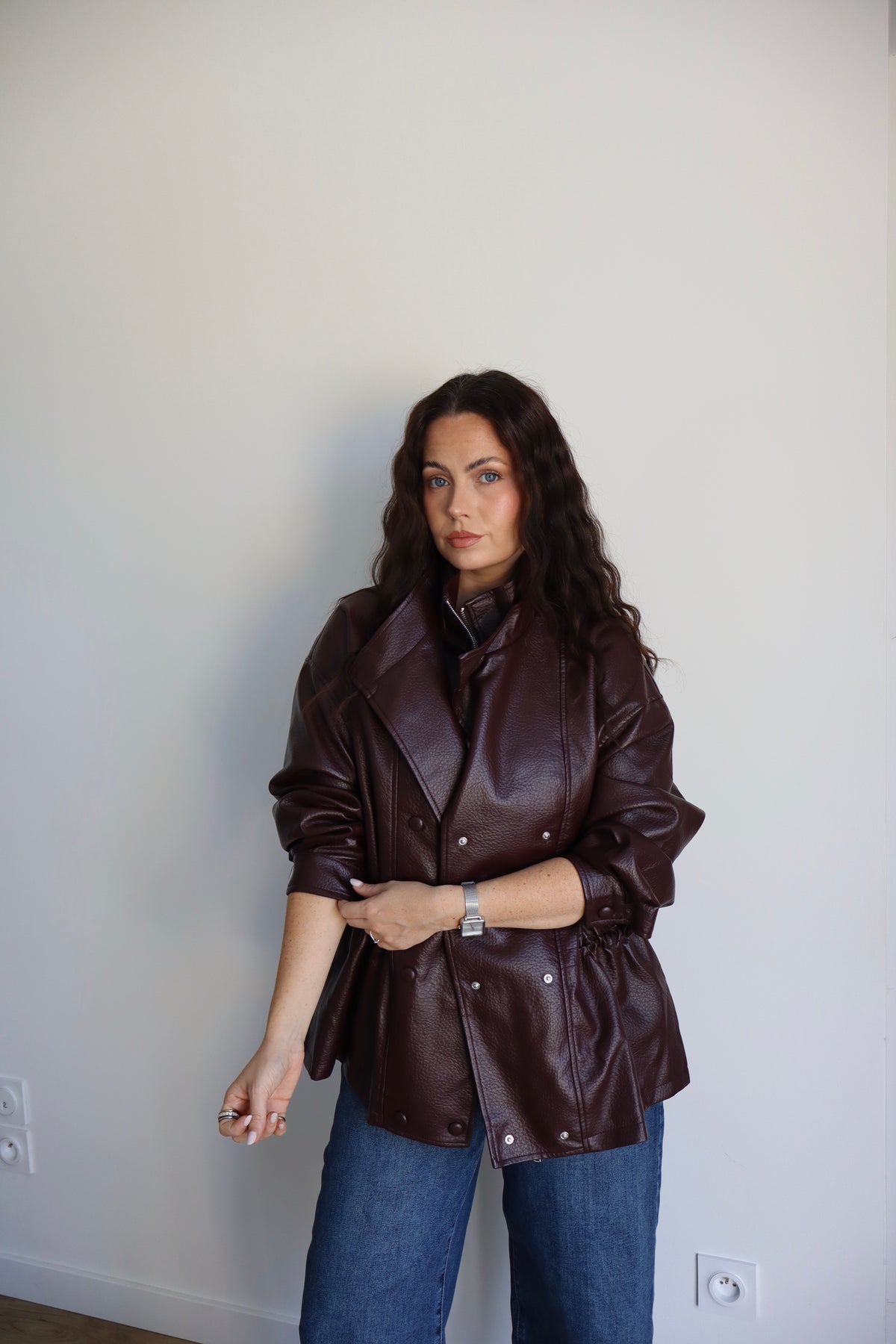 VESTE SIMILI LOUNA BORDEAUX