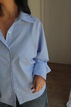 CHEMISE RAYEE ALIENOR BLEU