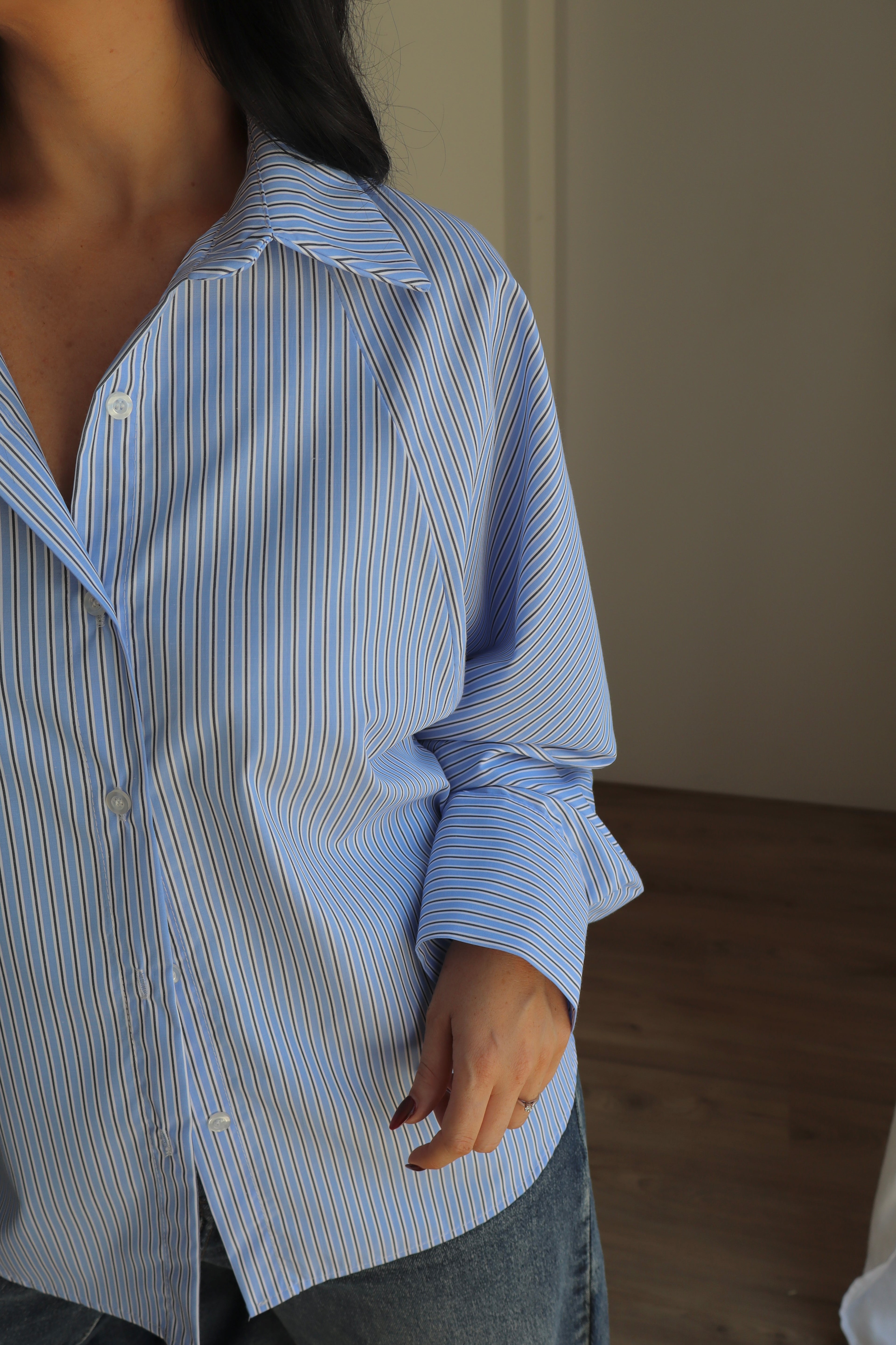 CHEMISE RAYEE ALIENOR BLEU