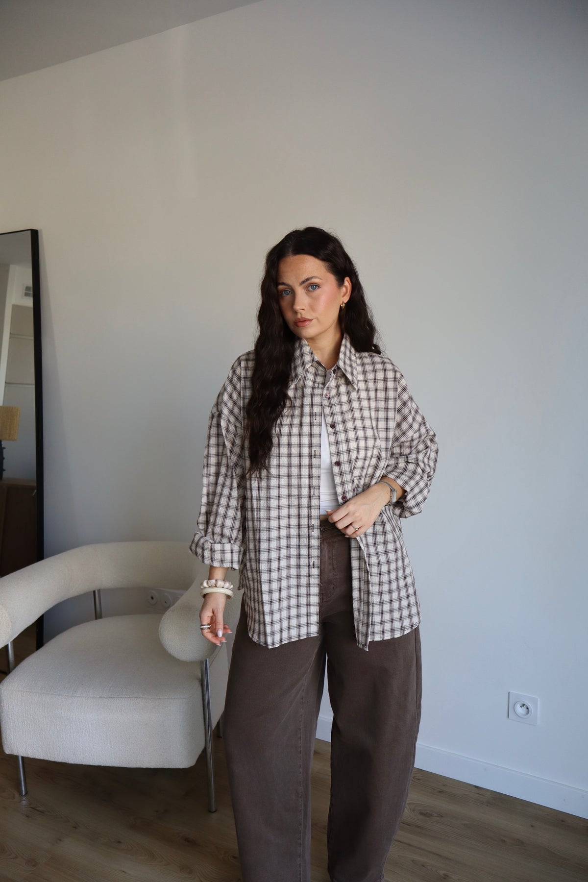 CHEMISE CARREAUX LOLY ECRU