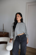 TOP RAYÉ GISÈLE ECRU/GRIS