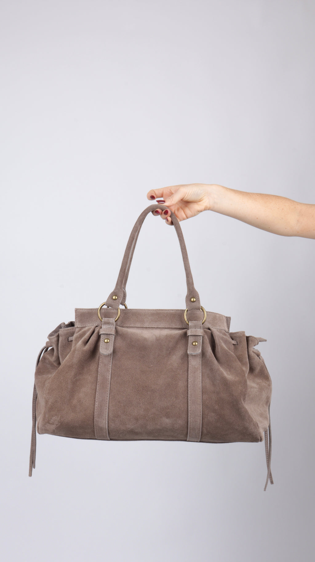 SAC SUEDE ZOÉ TAUPE