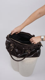 SAC CUIR LOUNA MARRON