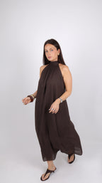 PRÉCOMMANDE - ROBE COL MONTANT LOUISE CHOCO