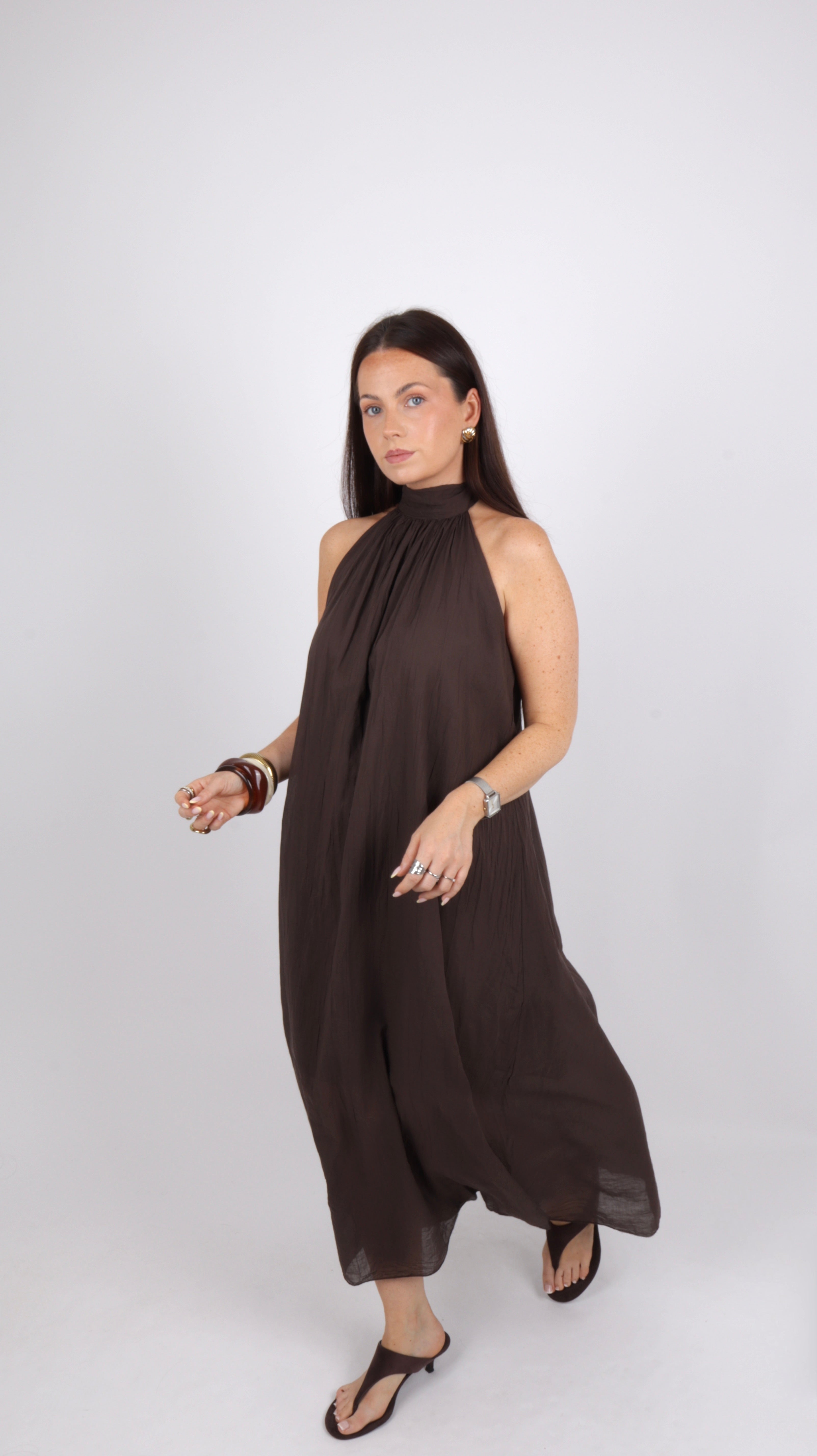 PRÉCOMMANDE - ROBE COL MONTANT LOUISE CHOCO